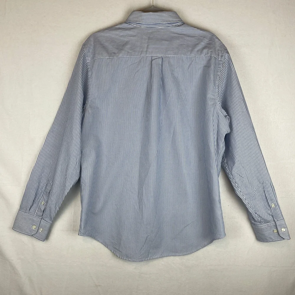 Banana Republic Mens L Blue White Striped‎ Button Down Shirt Long Sleeve Cotton